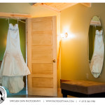 Wedding Dress Hanging on Door - Ottawa Photographer